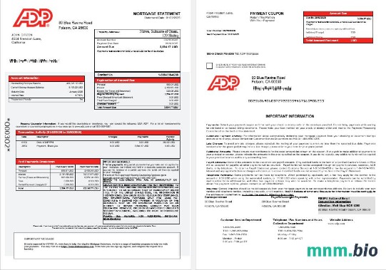 USA ADP wyciąg z kredytu hipotecznego w formatach Word i PDF 1-2